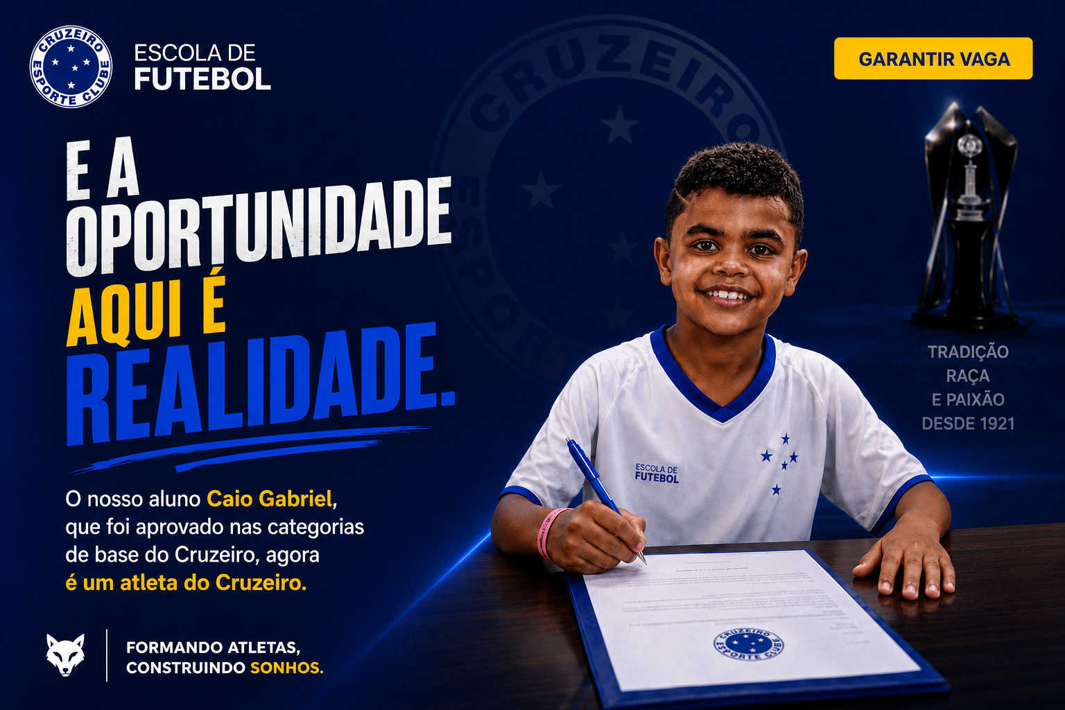 Caio Gabriel aprovado na base do Cruzeiro
